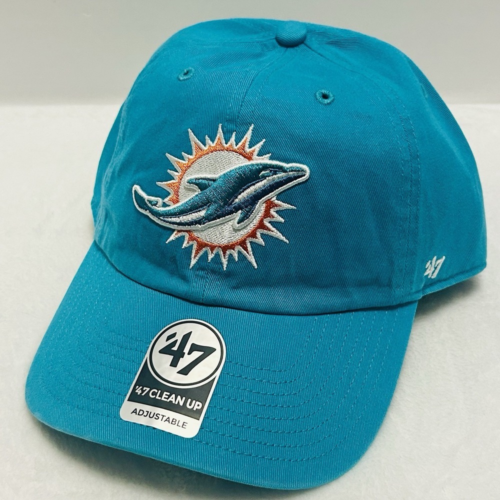 '47 Brand‎ Miami Dolphins Clean Up Adjustable Hat Cap Strap Turquoise NFL